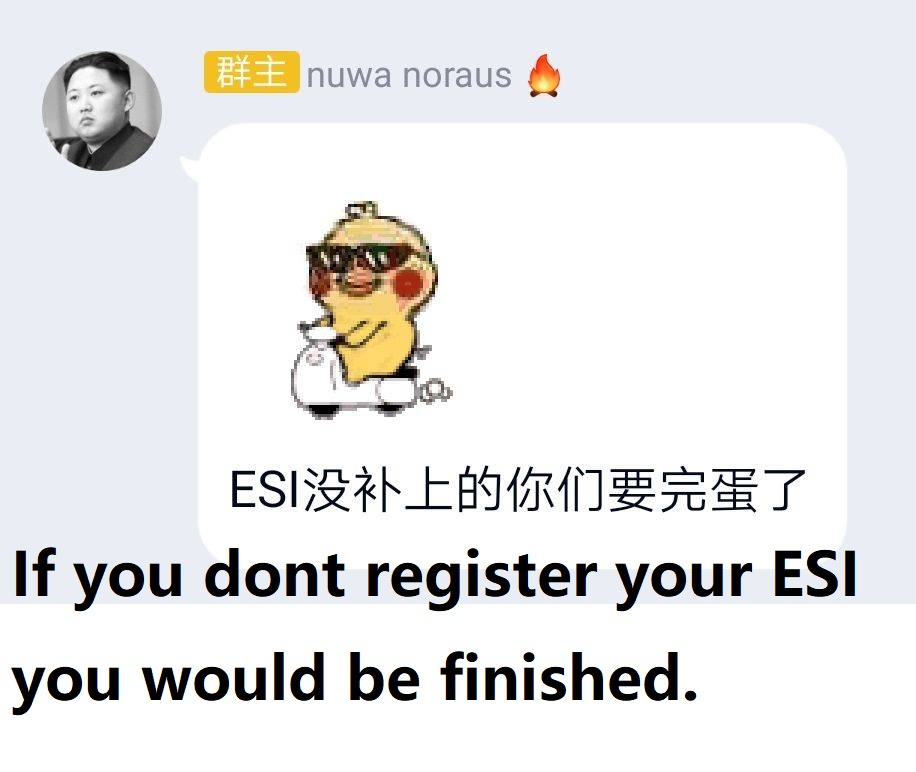 If you dont register your ESI you would be finished.